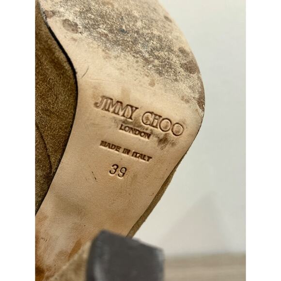 Jimmy Choo Evans Suede Platform Heels Ankle Bootie Brown Tan Womens Size EU 39 - Picture 7 of 8